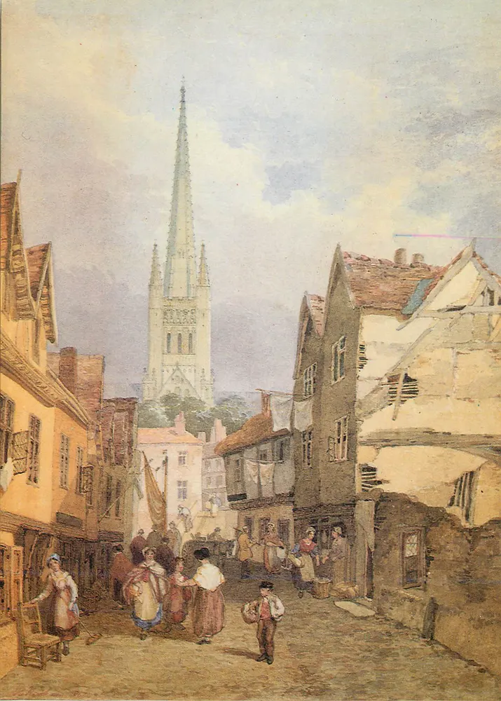 Ansicht einer Straße mit der Kirche Saint-Martin — Aquarell — anonym - Vorderseite