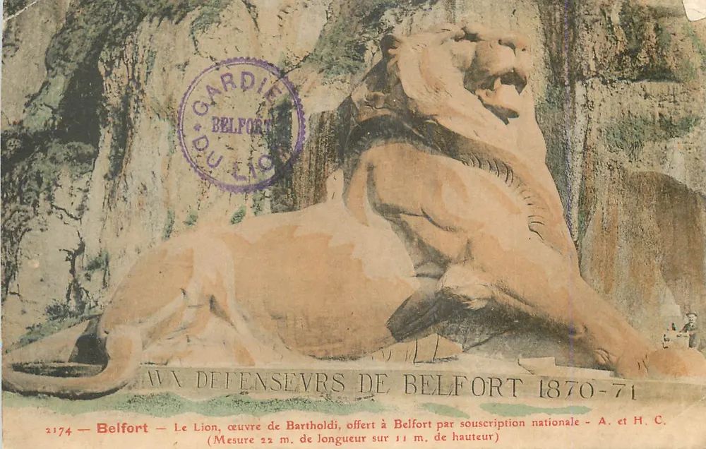 Der Löwe von Belfort — Werk von Bartholdi — gespendet 1870-71 - Vorderseite
