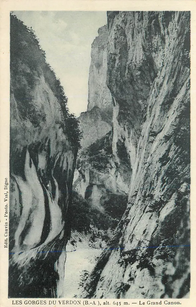 Die Gorges du Verdon (B.-A), Höhe 645 m. — Der Grand Canyon — Foto. Canvin, Edit. Vial, Digne - Vorderseite