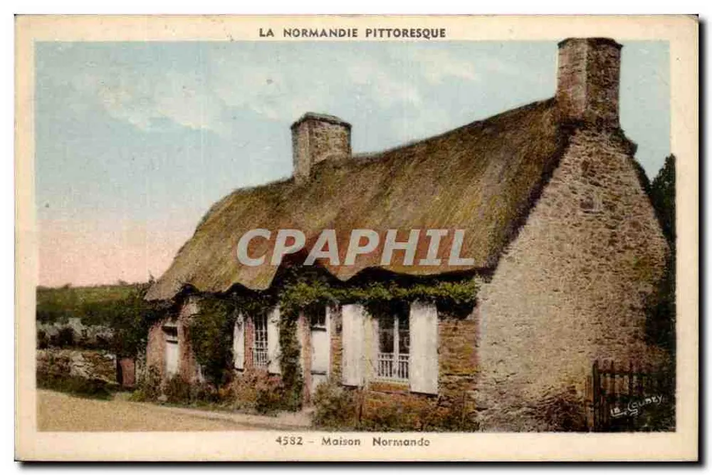 Dom normandzki — La Normandie Pittoresque — Wydawnictwo Le Goury, nr 4582 - Awers