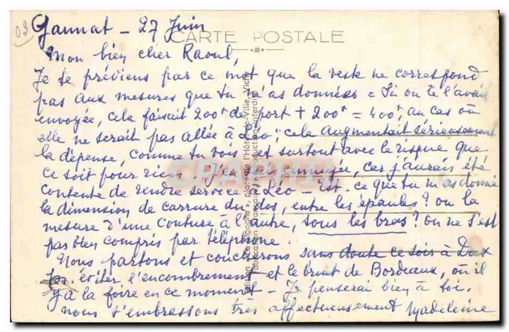 Vichy — Die Ufer des Allier und die Mole des Golf — La Cigogne, n°424 - Rückseite