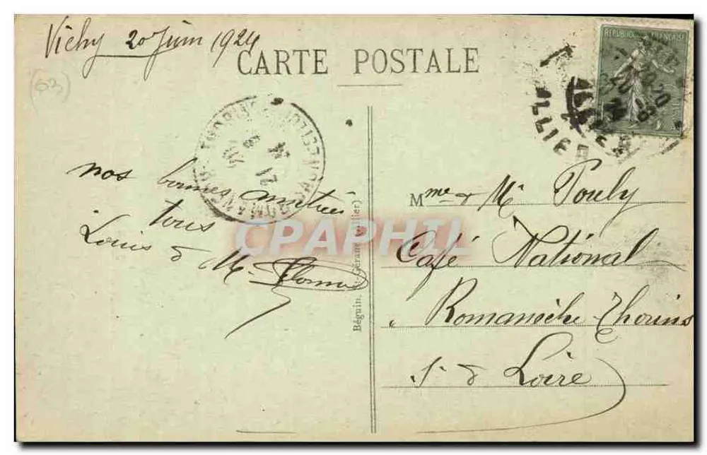 Vichy — Innenansicht des Casinos — Die Spielhalle — Bégnin, Nr. 622 - Rückseite