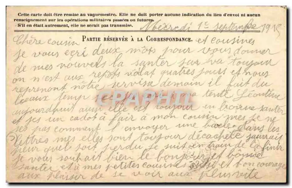 Correspondenz der Armee der Republik — Freikarte — Verlag Stein, Nr. 28 - Rückseite