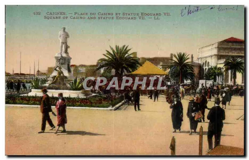 CANNES — Ansicht des Casino-Platzes und Statue Edward VII — LL - Vorderseite