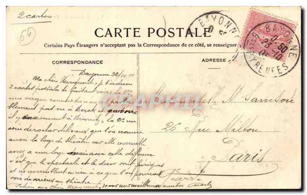 Biarritz — Falanga na wybrzeżu Baszków — Gheint Quoyard, n°65 - Rewers