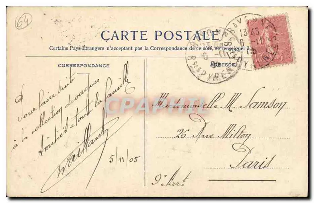 Biarritz und seine Wellen — Eine Welle vor dem Badehaus der Côte des Basques — Verlag: Cliché Impérial, Nr. 142 - Rückseite