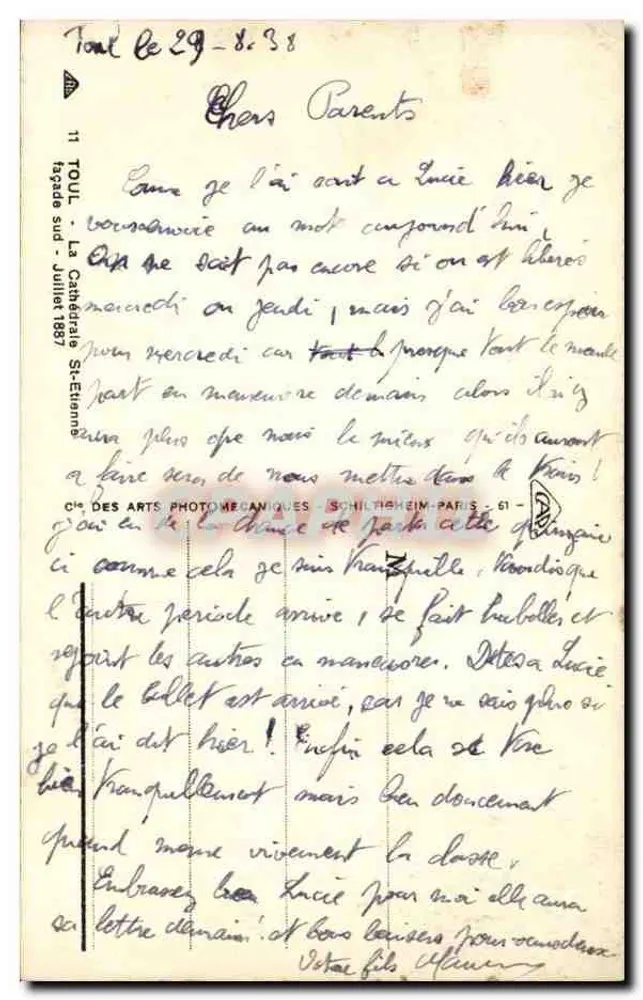 Toul - A Catedral de São Etienne — editoria Cie des Arts Photomécaniques, n°11 - Verso
