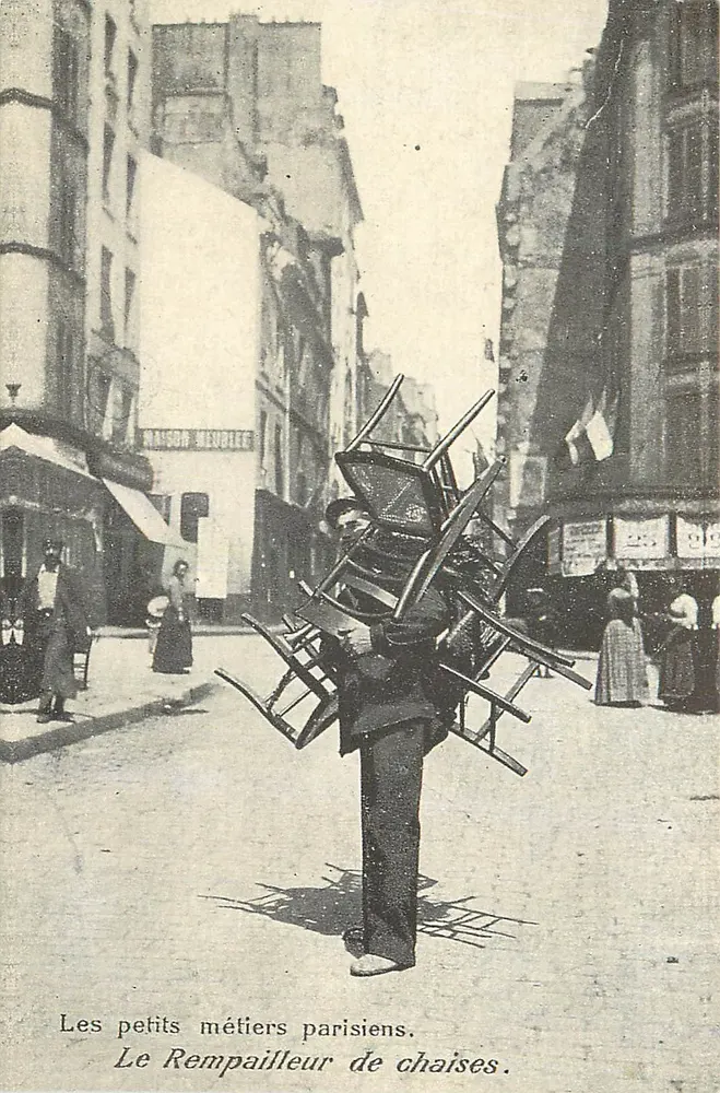 Die kleinen Handwerke Paris — Der Stuhlflicker — Maison Meublée - Vorderseite