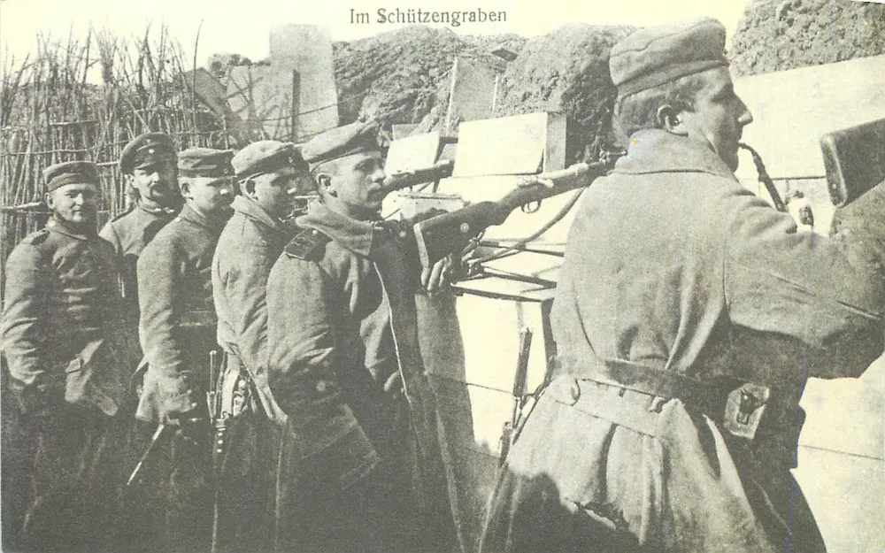Soldados em trincheira — Im Schützengraben — editor não visível - Frente