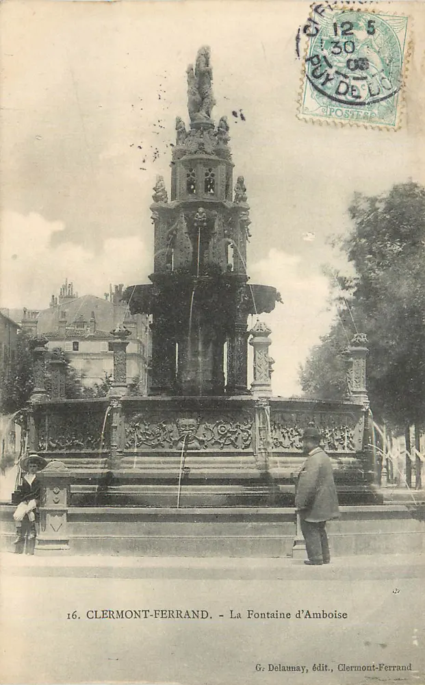 Clermont-Ferrand — A Fonte de Amboise — G. Delaunay, editor - Frente
