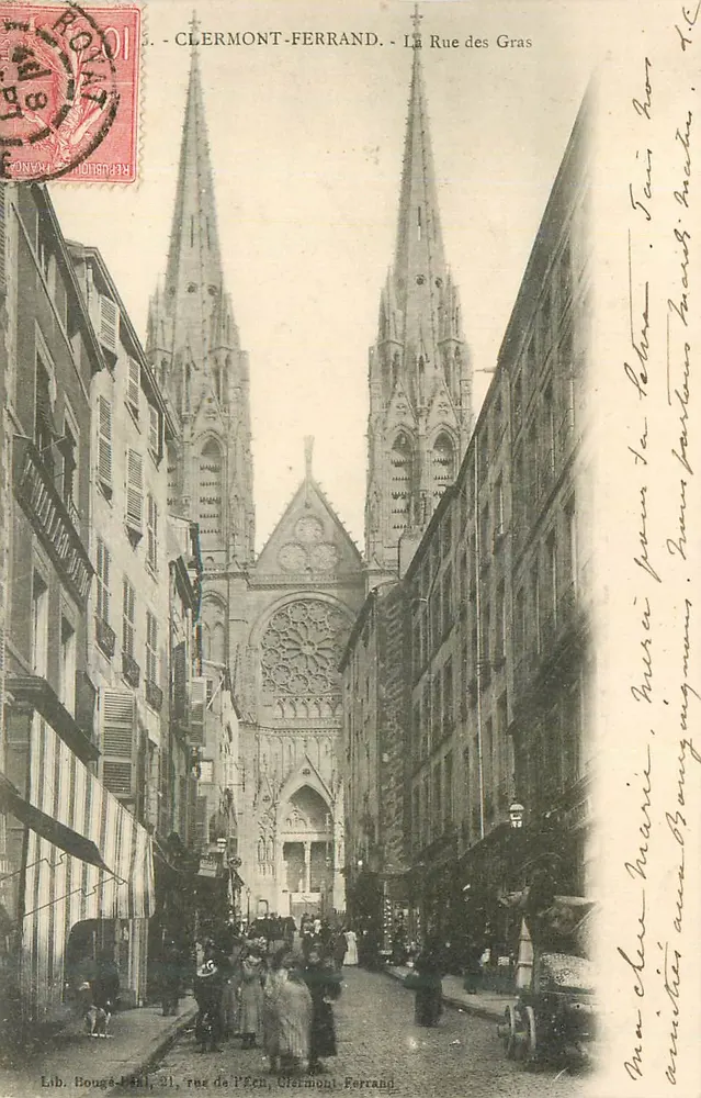 Clermont-Ferrand — La Rue des Gras — Lib. Bongé, 21, rue de l'Éch. Clermont-Ferrand - Voorkant