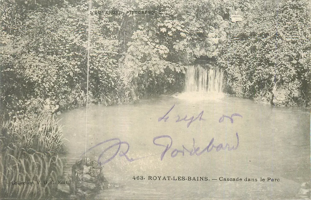 Royat-les-Bains — Wasserfall im Park — Sammlung V. D. C. Verlag Nr. 463 - Vorderseite