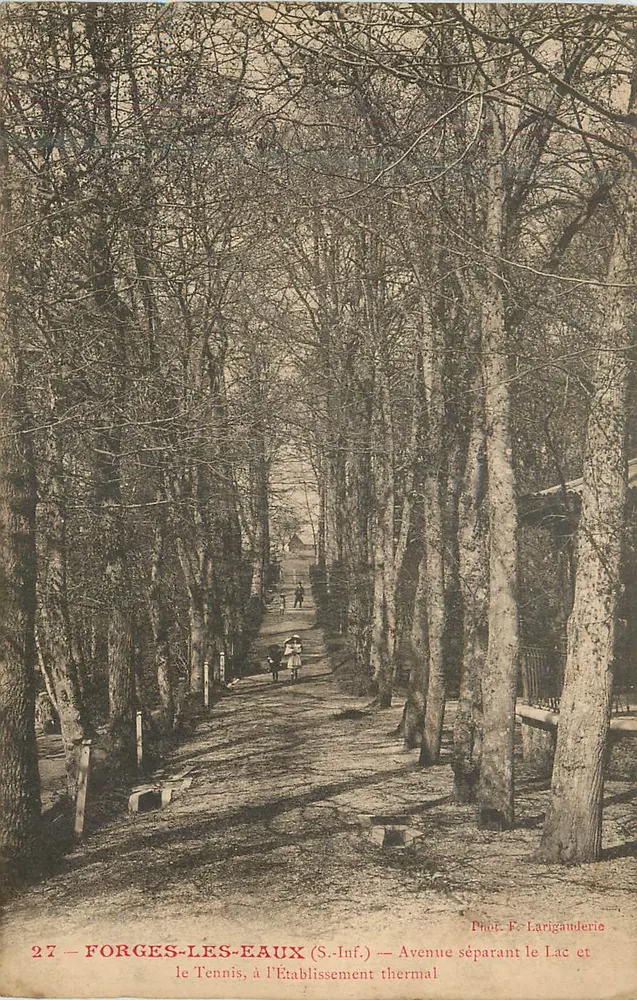 Forges-les-Eaux (S.-Inf.) — Avenue, die den See und das Thermalbad trennt — Fot. F. Larigauderie - Vorderseite