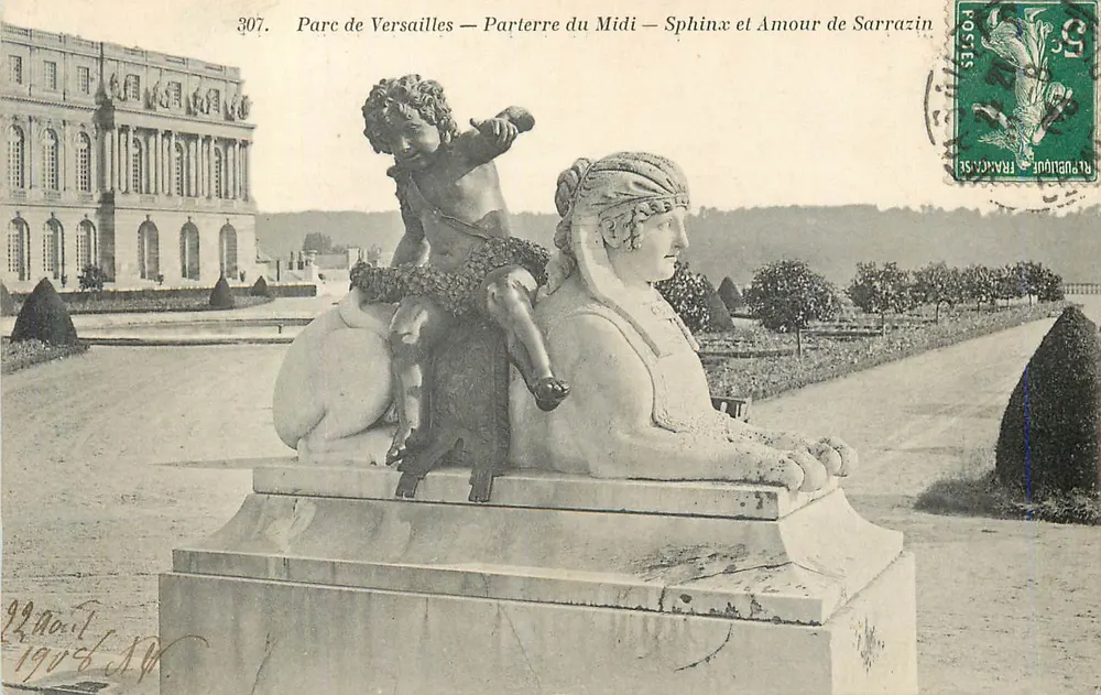 Park von Versailles — Parterre du Midi — Sphinx und Liebe von Sarrazin — Verlag Liebe von Sarrazin, Nr. 307 - Vorderseite