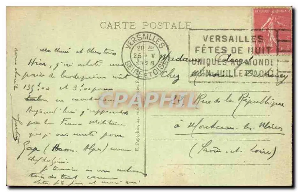Versailles - Das Schloss - Die Schlachtengalerie - A. P. - n°51 - Rückseite