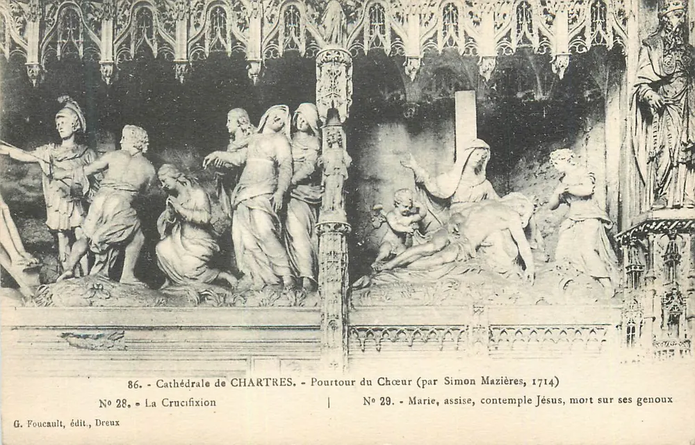Catedral de CHARTRES — Viga do Coro (por Simon Mazières, 1714) — G. Foucault, editor, Dreux - Frente