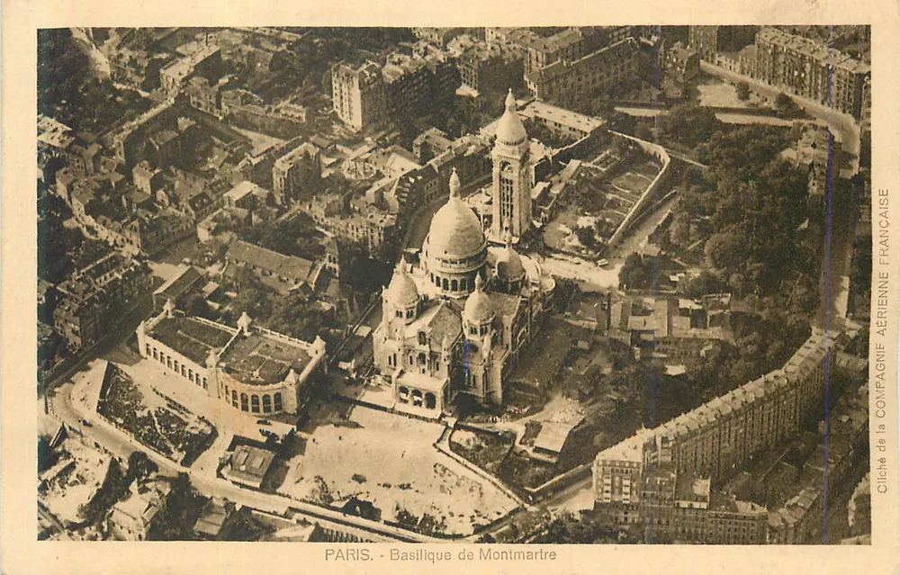 PARIS - Basílica de Montmartre — vista aérea — Compagnie Aérienne Française - Frente