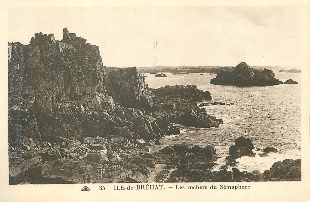 Ilha de Bréhat — Os rochedos do Sémaphore — série 35, editor A.P.R. - Frente
