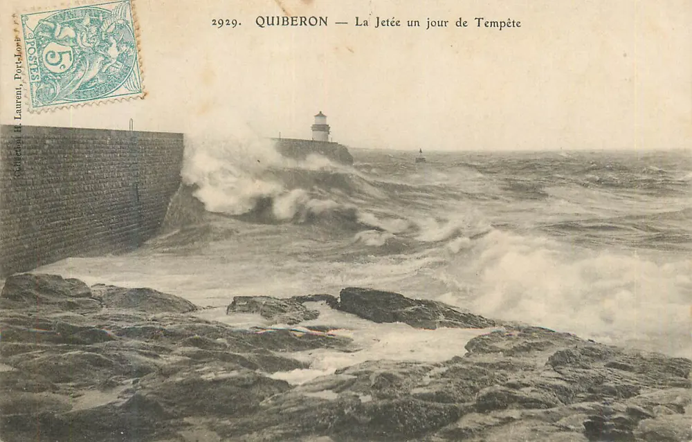 Quiberon — A Ponte em um Dia de Tempestade — Port-Lorbe, n°2929 - Frente
