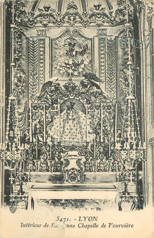 Intérieur de l'ancienne Chapelle de Fourvière — Lyon — éditeur impr. sur la carte, n° 5471 - Frente