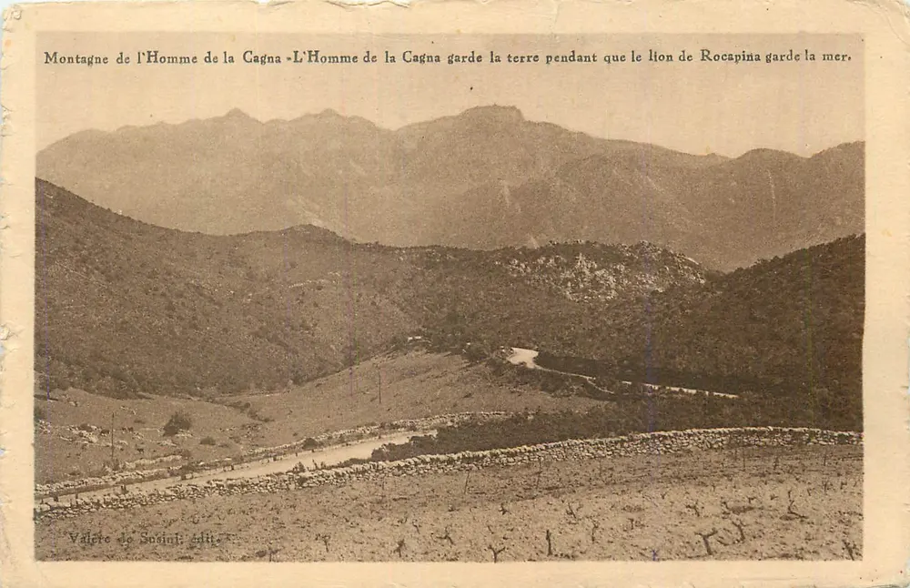 Montagne de l'Homme de la Cagna — L'Homme de la Cagna bewacht das Land, während der Löwe von Rocapina das Meer bewacht. — Valère de Susini, Verlag - Vorderseite