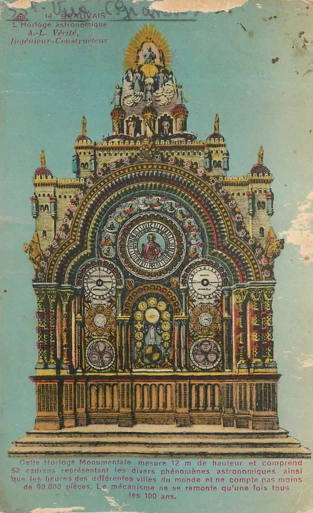 Relógio astronômico em Beauvais — A.-L. Vérité, Engenheiro-Construtor - Frente