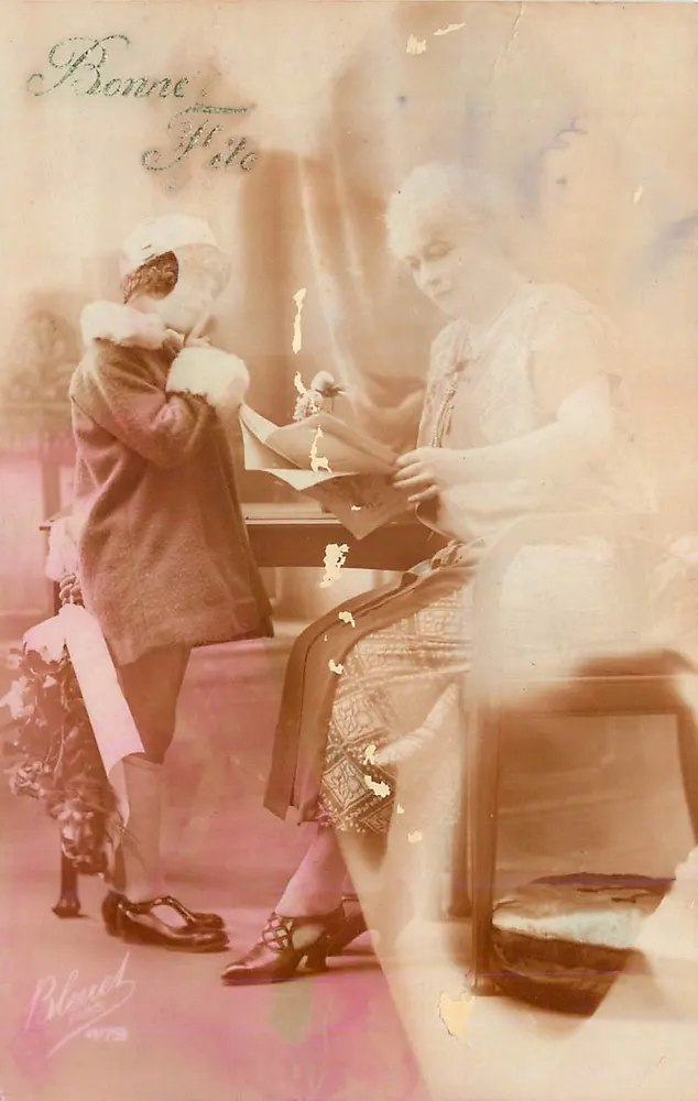 Kobieta i dziecko — scena wewnętrzna — Bonne Fête, Blouet, Paryż, n°479 - Awers