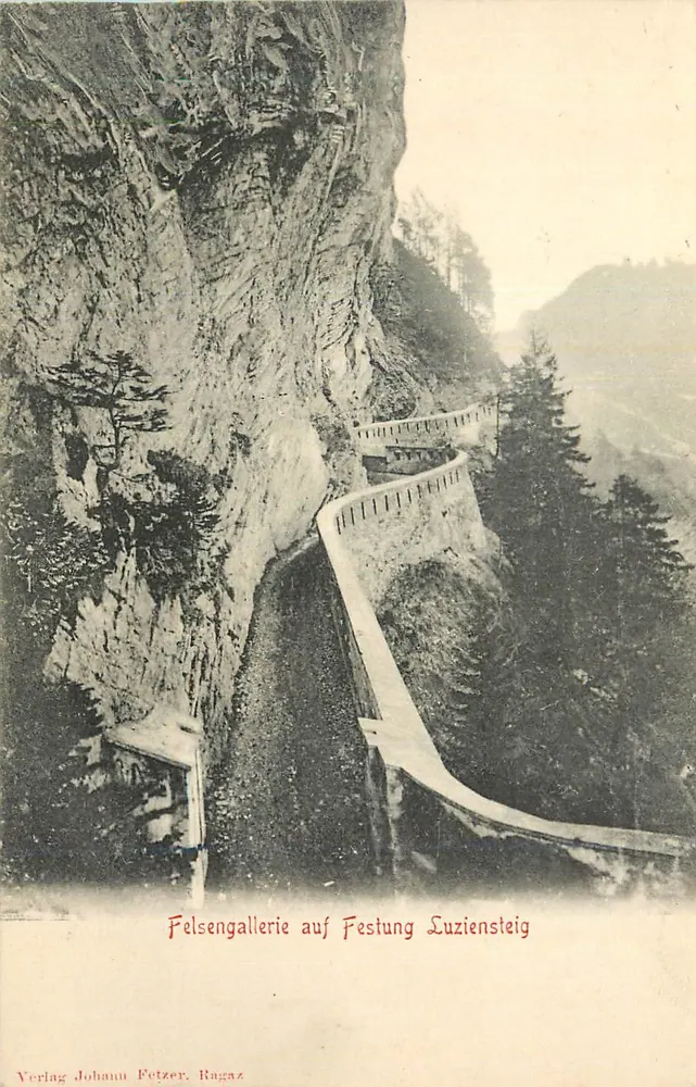 Felsengallerie auf Festung Luziensteig — Verlag Johann Fetzer, Ragaz - Vorderseite