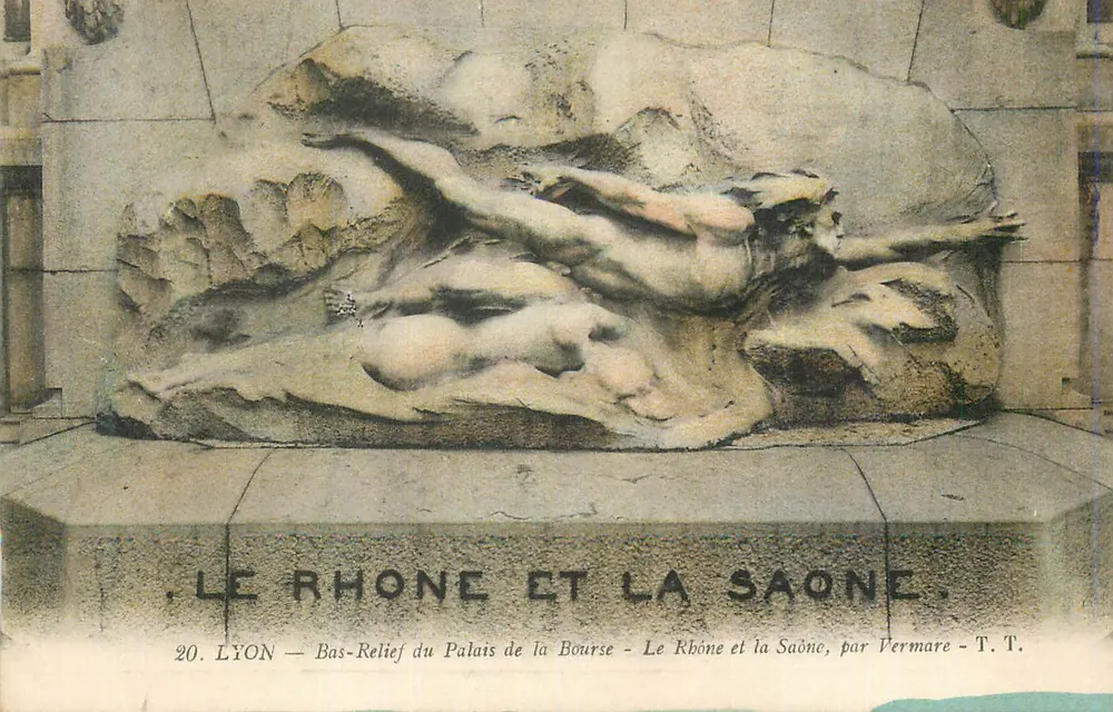 Lyon — Relief des Palais de la Bourse — Der Rhône und die Saône, von Vermare — T.T. - Vorderseite