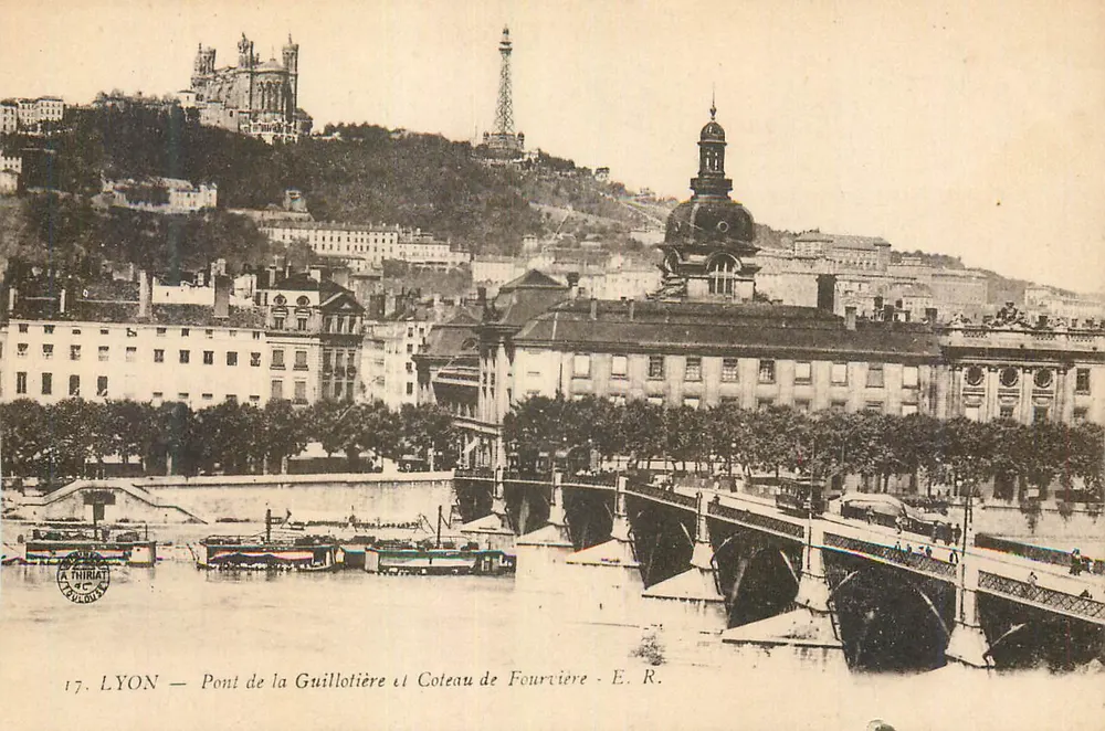 LYON — Pont de la Guillotière und Coteau de Fourvière — E. R. - Vorderseite