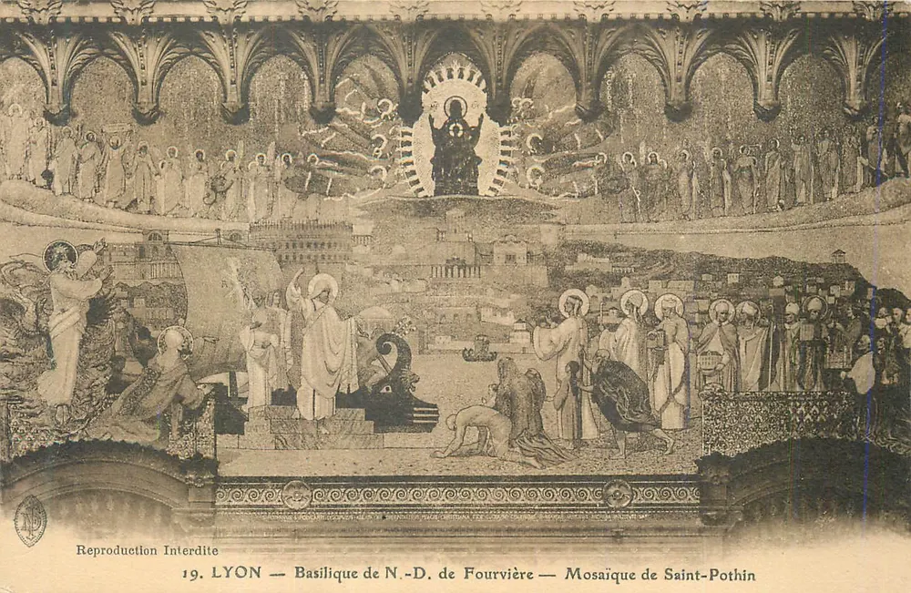 LYON — Basilika Notre-Dame de Fourvière — Mosaik des hl. Pothin - Vorderseite