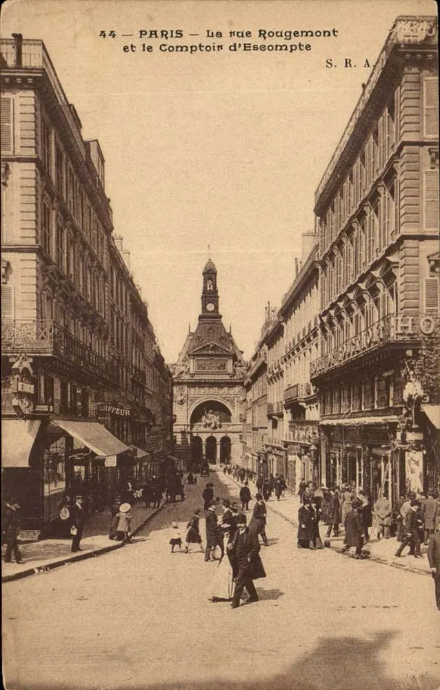 Paris — A rua Rougemont e o Comptoir d'Escompte — S.R.A. - Frente