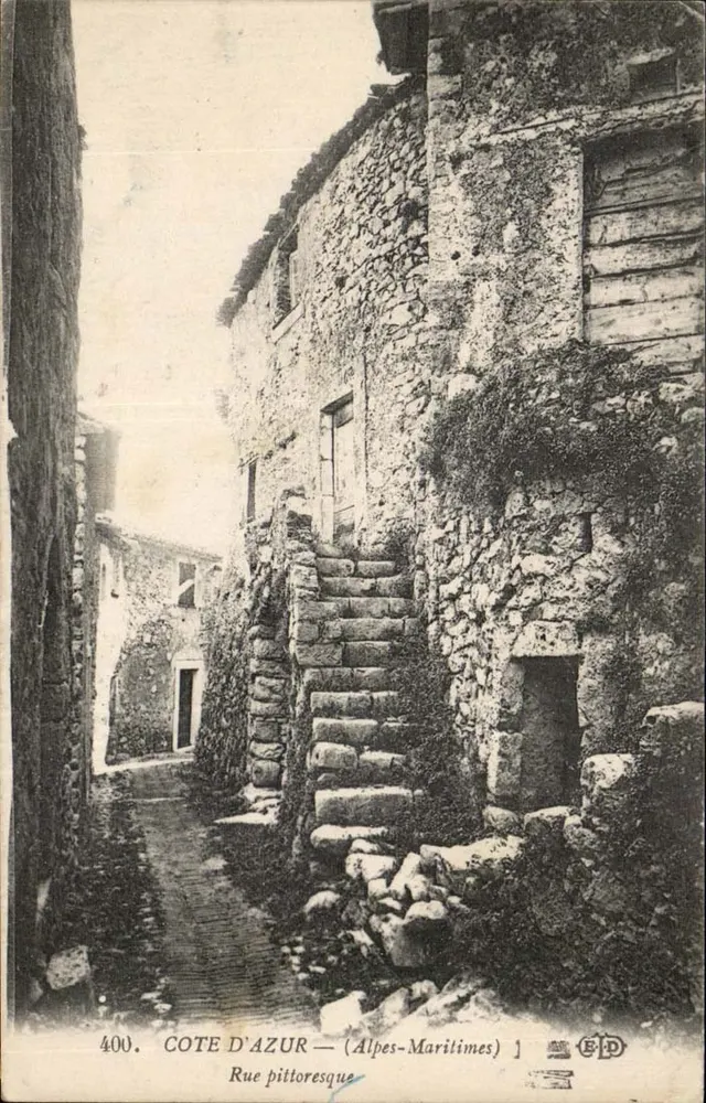 Côte d'Azur — (Alpes-Maritimes) — Rua pitoresca — Editor E.P.D. n°400 - Frente