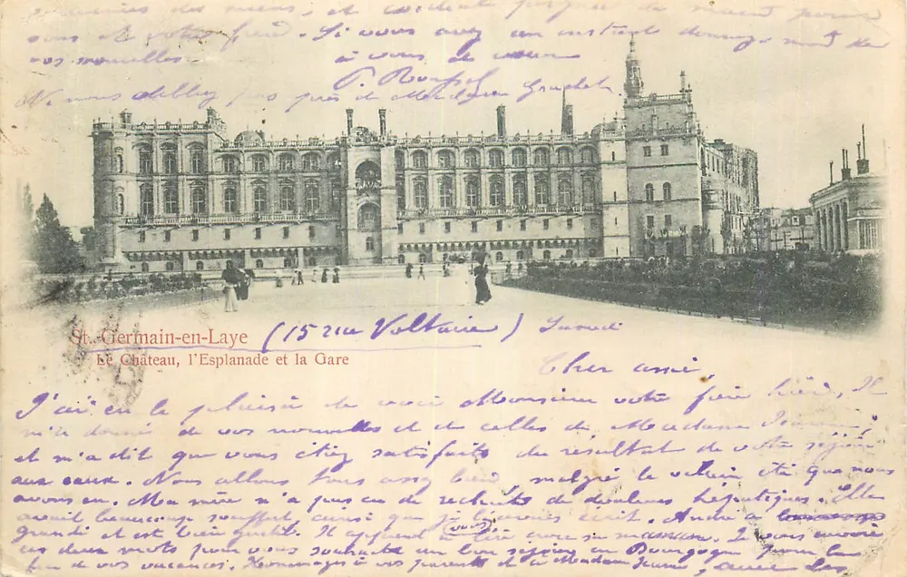 St. Germain-en-Laye — Das Schloss, die Esplanade und die Station — unbekannter Verlag - Vorderseite