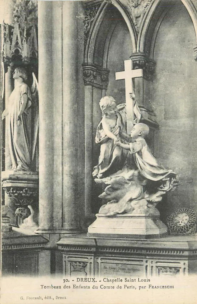 Grab der Kinder des Grafen von Paris — Kapelle Saint Louis — Skulptur von Franceschi - Vorderseite