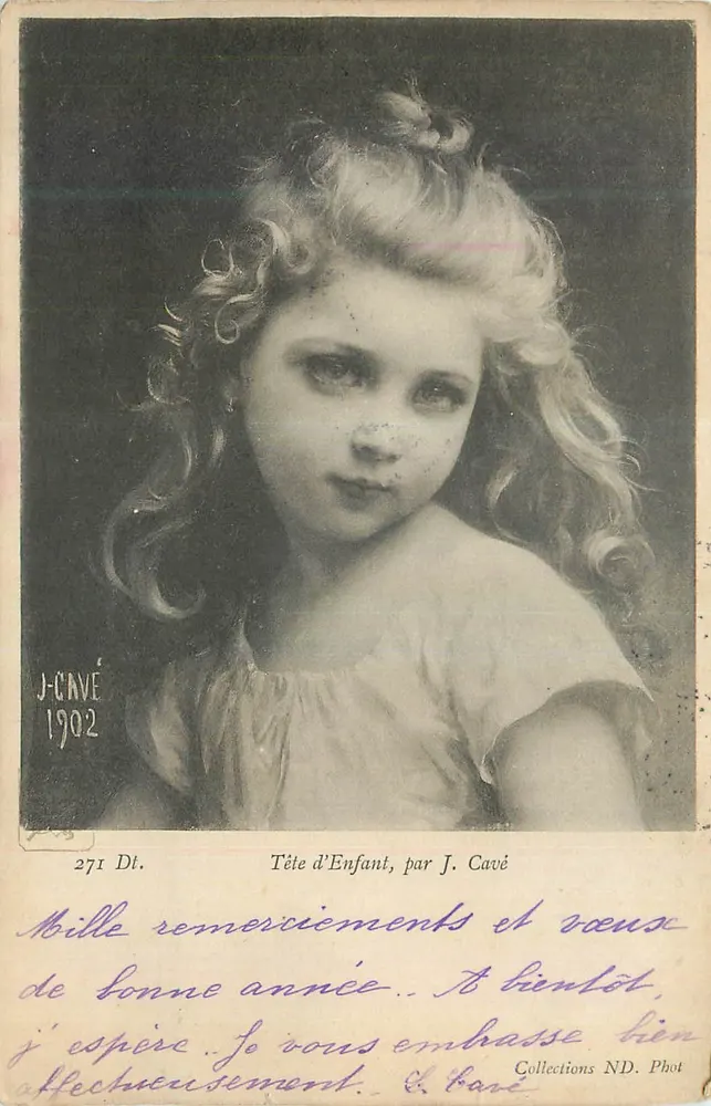 Cabeça de Criança, por J. Cavé — Série 271 Dt. — J. Cavé, 1902 - Frente