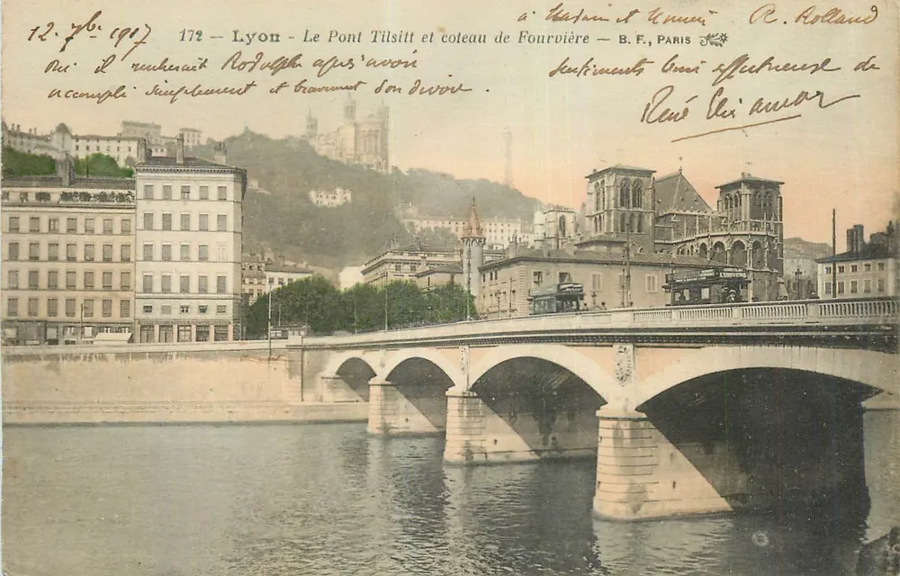 Lyon - Der Pont Tilsitt und der Fourvière-Hügel — B.F., PARIS - Vorderseite