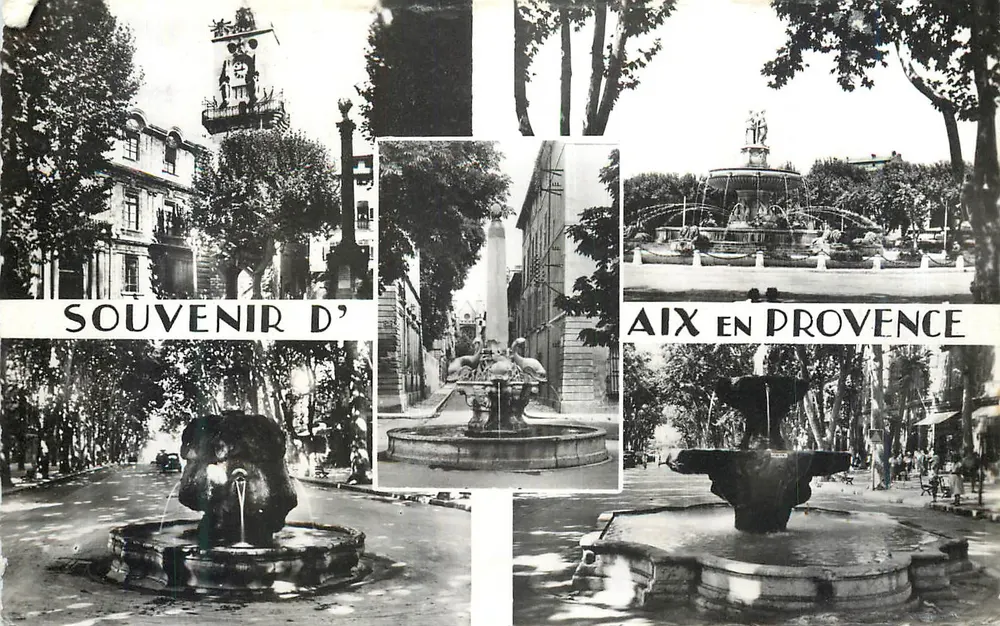 Aix-en-Provence — Souvenir d’ — collage de fontes e monumentos - Frente