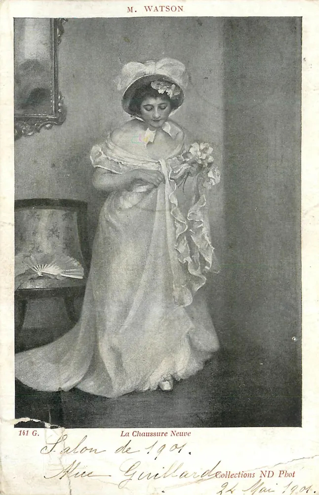Mulher em vestido de festa — Salão de 1901 — M. Watson, 141 G - Frente