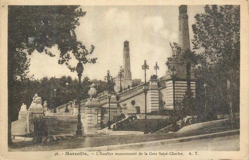 Marseille — Die monumentale Treppe der Saint-Charles-Bahnhof — A.T. n°36 - Vorderseite