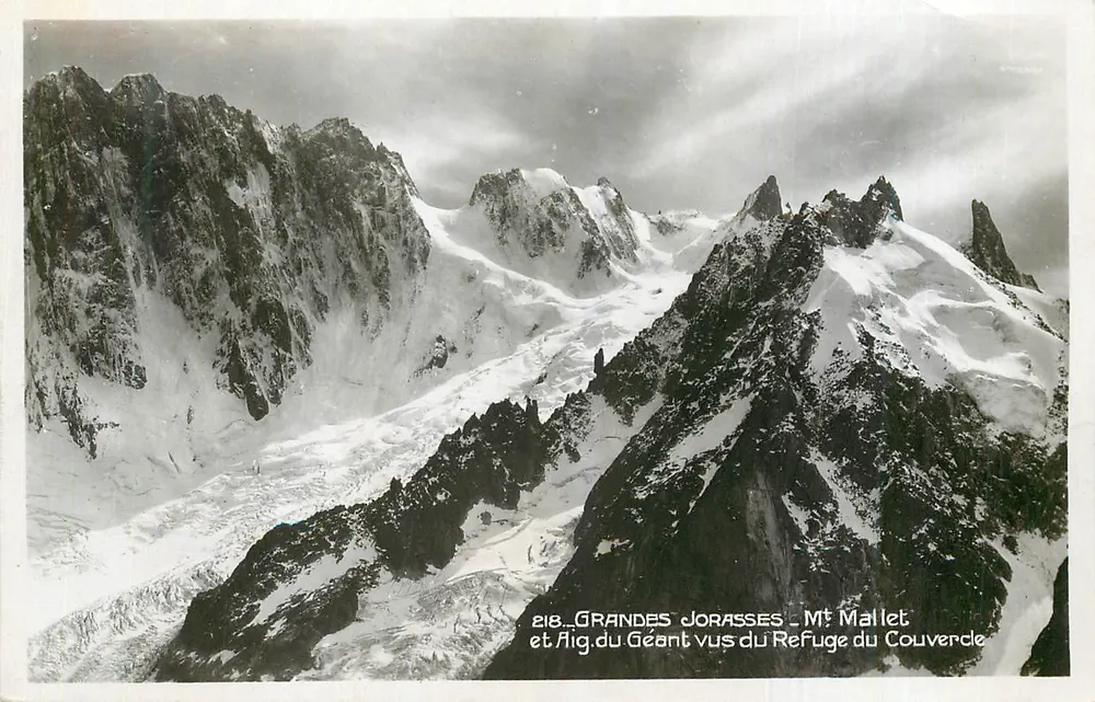 Grand Jorasses - Mt Mallet und Aig. du Géant von der Couvercle-Hütte aus gesehen — n° 218 - Vorderseite