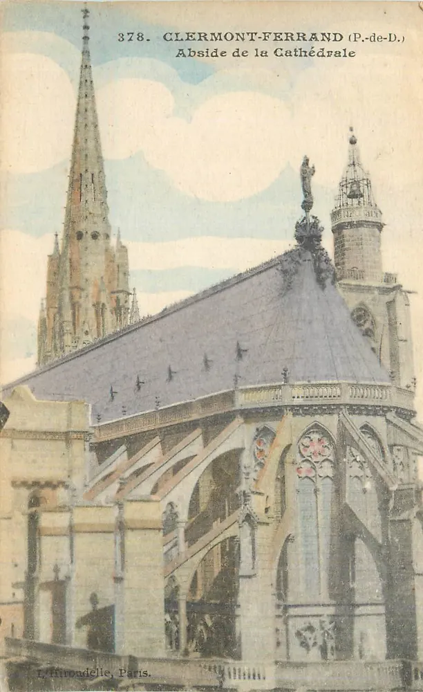 Clermont-Ferrand (P.-de-D.) — Abside da Catedral — L. Firondelle, Paris, n° 378 - Frente