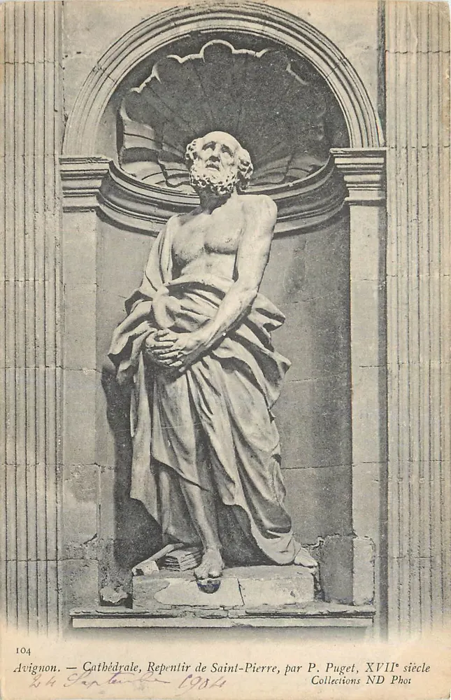 Avignon — Kathedrale, Bußgang des Petrus, von P. Puget, 17. Jahrhundert - Vorderseite