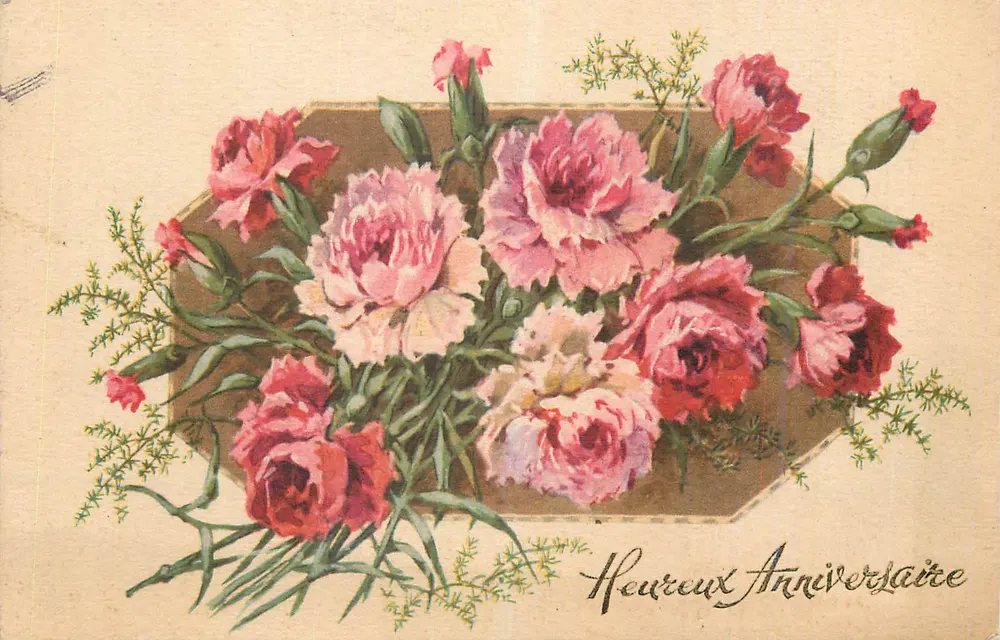 Bouquet de pivoines — Parabéns de aniversário — editor não visível - Frente