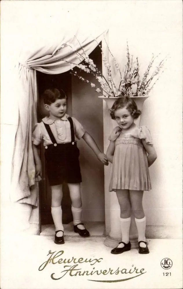 Zwei Kinder — Geburtstag — J.C. Paris 121 - Vorderseite