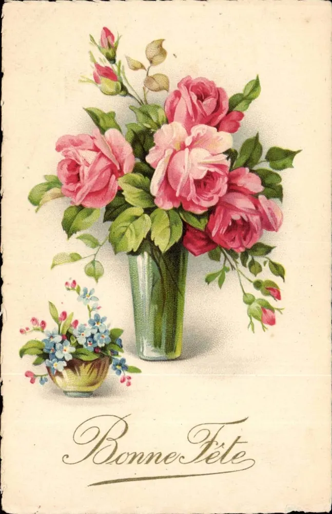 Blütenstrauß von Rosen — Frohe Geburtstagskarte — Verlag EMKA, Nr. 0.68 - Vorderseite