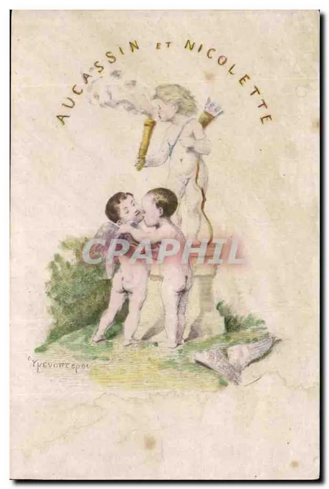 Aucassin und Nicolette — Illustration zweier Kinder und eines Engels — Verlag: Yvevontepol - Vorderseite