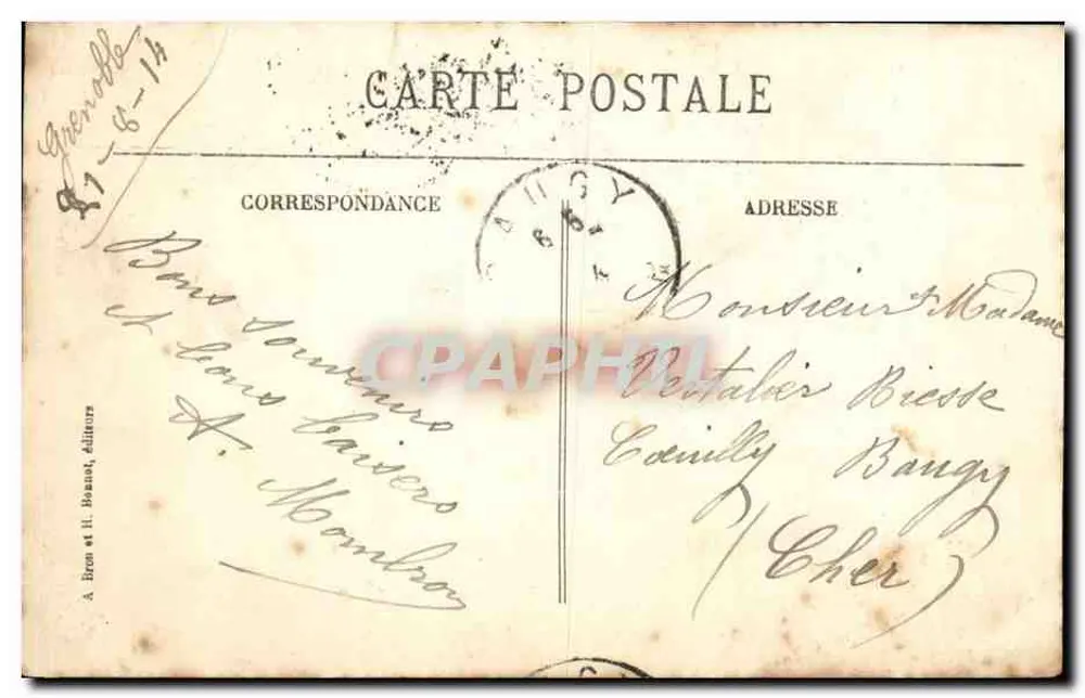 Grenoble — A Isère e o Casque de Néron — A. Biron e H. Bonnot, editores - Verso