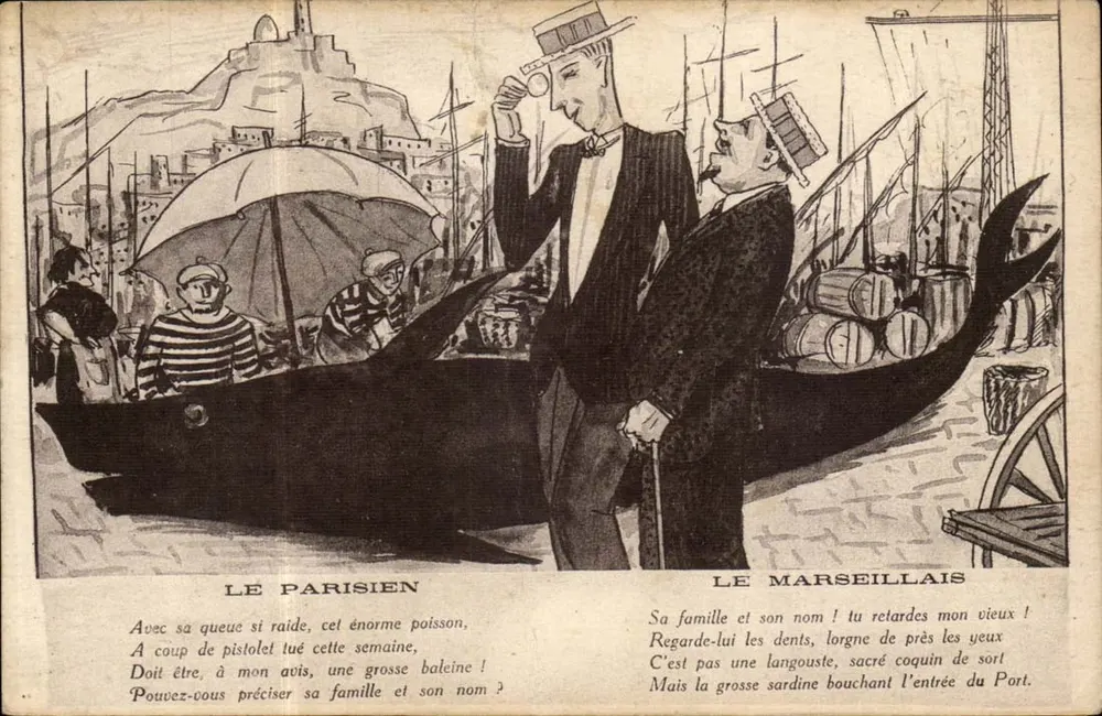 Der Pariser und der Marseiller — Hafenkarikatur — Verlag nicht sichtbar - Vorderseite