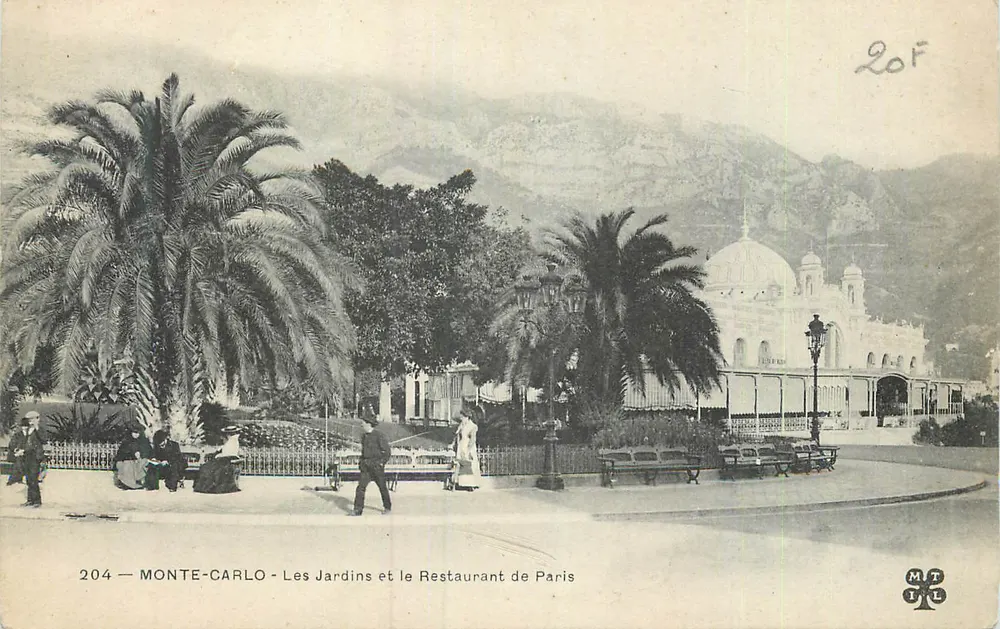 Monte-Carlo — Die Gärten und das Restaurant de Paris — Verleger MTLE, Nr. 204 - Vorderseite